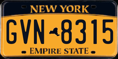 NY license plate GVN8315