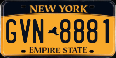 NY license plate GVN8881