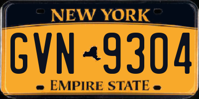 NY license plate GVN9304