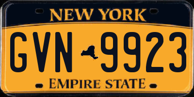 NY license plate GVN9923