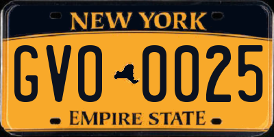 NY license plate GVO0025