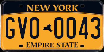 NY license plate GVO0043