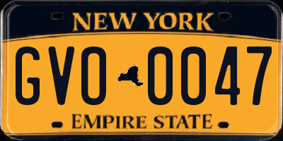 NY license plate GVO0047