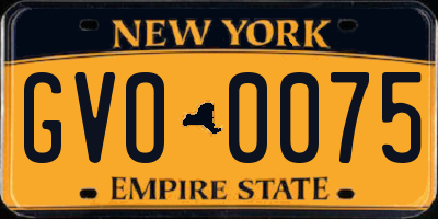 NY license plate GVO0075