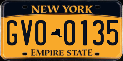 NY license plate GVO0135