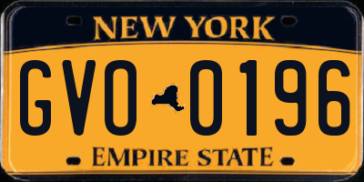NY license plate GVO0196