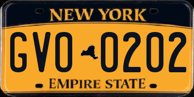 NY license plate GVO0202