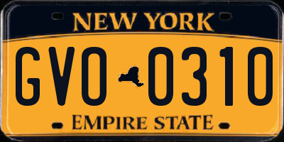 NY license plate GVO0310