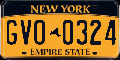 NY license plate GVO0324