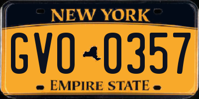 NY license plate GVO0357