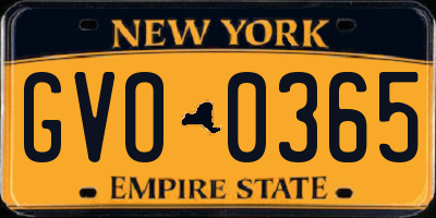 NY license plate GVO0365