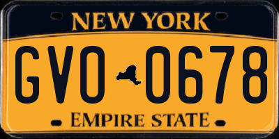 NY license plate GVO0678
