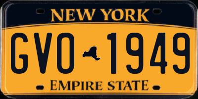 NY license plate GVO1949