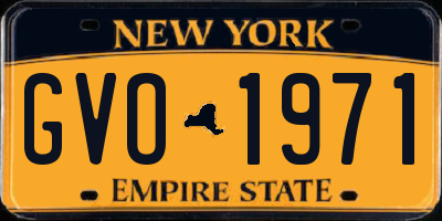 NY license plate GVO1971