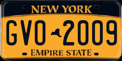 NY license plate GVO2009