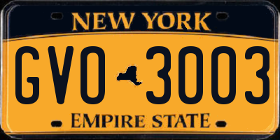 NY license plate GVO3003
