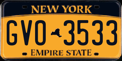 NY license plate GVO3533