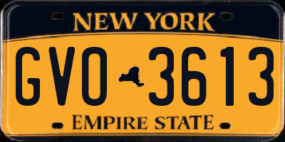 NY license plate GVO3613
