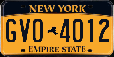 NY license plate GVO4012