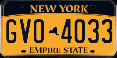 NY license plate GVO4033