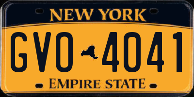 NY license plate GVO4041