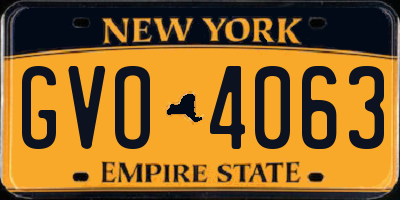 NY license plate GVO4063