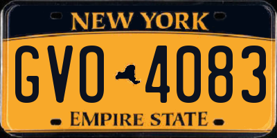 NY license plate GVO4083