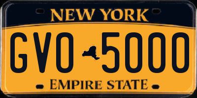 NY license plate GVO5000