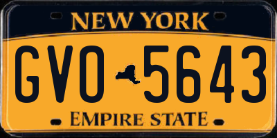 NY license plate GVO5643