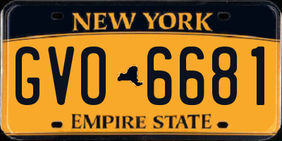 NY license plate GVO6681