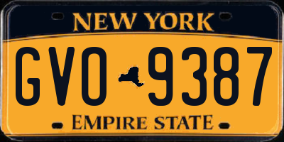 NY license plate GVO9387