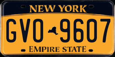 NY license plate GVO9607