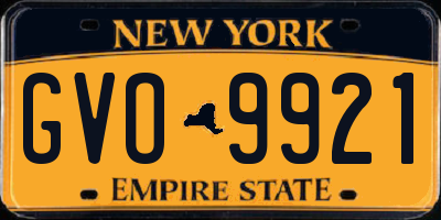 NY license plate GVO9921