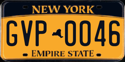 NY license plate GVP0046