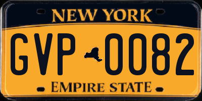 NY license plate GVP0082