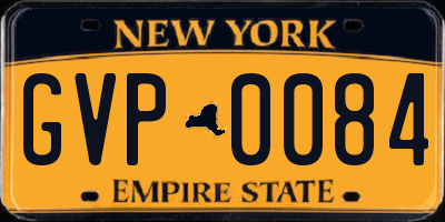 NY license plate GVP0084