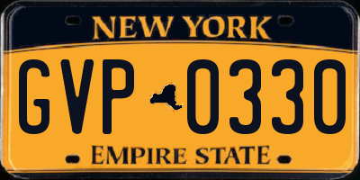 NY license plate GVP0330
