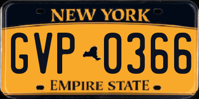 NY license plate GVP0366