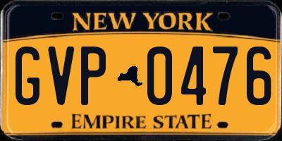 NY license plate GVP0476