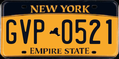 NY license plate GVP0521