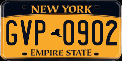 NY license plate GVP0902