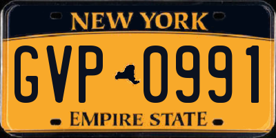 NY license plate GVP0991