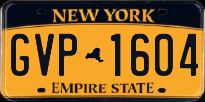 NY license plate GVP1604