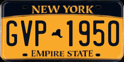 NY license plate GVP1950