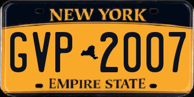 NY license plate GVP2007