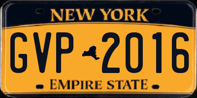 NY license plate GVP2016