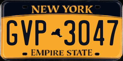 NY license plate GVP3047