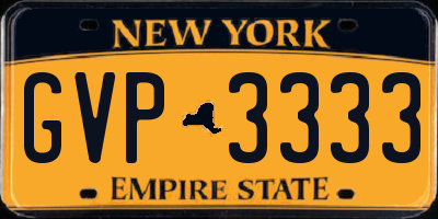NY license plate GVP3333