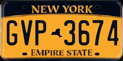 NY license plate GVP3674