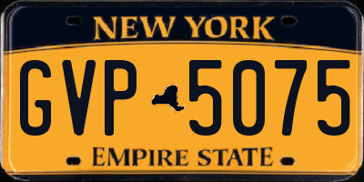 NY license plate GVP5075